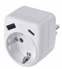 EMOS P0075 razdjelnik 1×, 1×USB-A+1×USB-C, bijeli