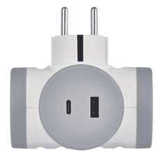 EMOS P0077PD razdjelnik 2×, 1×USB-A+1×USB-C, bijelo-sivi