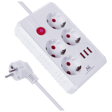 Maclean Produžni razdjelnik MCE393W sa 4 utičnice + 3xUSB, 3m, bijeli