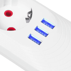 Maclean Splitter produžetak MACLEAN MCE394W sa 3 utičnice + 3xUSB, 1.5m, bijeli