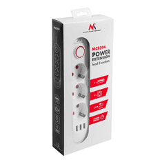 Maclean Splitter produžetak MACLEAN MCE394W sa 3 utičnice + 3xUSB, 1.5m, bijeli