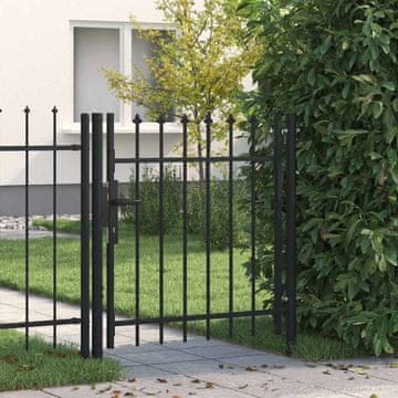 Vidaxl Jednokrilna vrata s šiljcima, čelik, 1x1 m, crna