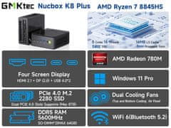 GMKtec Mini PC GMKtec K8 Ryzen 7 8845HS 32GB RAM + 1TB WIN 11 Pro