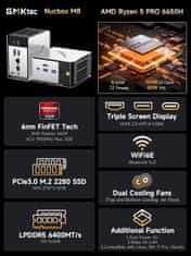 GMKtec MINI PC GMKtec M8 AMD Ryzen 5 PRO 6650H 16GB DDR5 + 1TB SSD, WIN 11 Pro