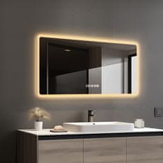 S6 Steklarstvo Šest LED ogledalo za kupaonicu S65C, 100 × 60 cm, 3 boje LED osvjetljenja, prikaz vremena i temperature, antifog funkcija