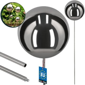 Dekorativna kugla za vrt na šipku, čelična, zrcalna, efekt zrcala, 125 cm