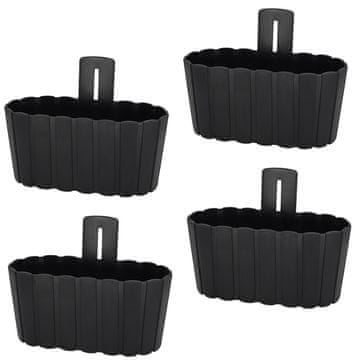 Zidna viseća posuda za zid rustikalna antracit 28 cm set od 4 komada