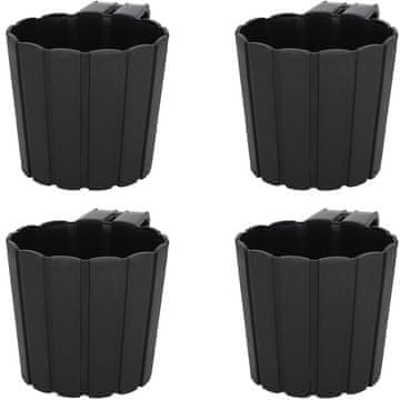 Doniczka balkonowa na balustradę do zawieszania, antracit, 15 cm, set od 4 komada