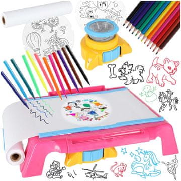 Luniks Dječji projektor za crtanje sa stolom za crtanje - ružičasti