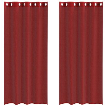 Vidaxl Voile zavjese s ušicama 2 kom crvena boja vina