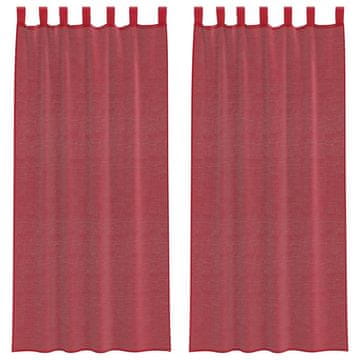 Vidaxl Voile zavjese s džepovima za šipke 2 kom crvena boja vina