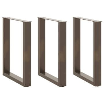 Vidaxl Noge za blagovaonski stol U-oblik 3 kom Prirodni čelik 70 x (72-73) cm Čelik