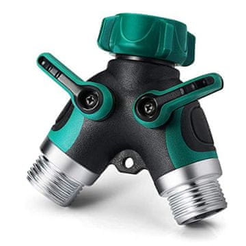 HOME & MARKER® Dvostruki razdjelnik za vrtno crijevo – 2-putni spojnik s ventilima, bez curenja, heavy duty | HOSESPLIT