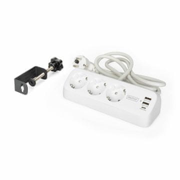 Digitus razdjelnik 3x220V 2xUSB TipA TipC 1,5m stolni bijeli DA-70626