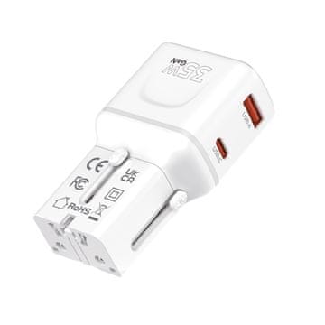 Mobile-origin PW25 putni adapter, EU/SAD/UK/AU, 35 W, bijeli
