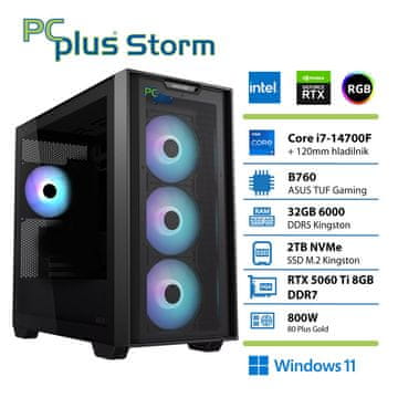 PCplus Storm Core i7 14700F 32GB 2TB SSD RTX 5060Ti 8GB Windows 11 Home gaming stolno računalo