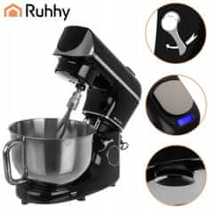 Ruhhy Planetarni robotski mikser od 2300 W s dodirnim LCD zaslonom, grijanom posudom + vagom, crni, 5,5 l