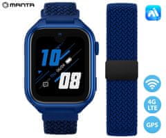 Manta Stelio Junior PRO AI 4G dječji pametni sat, GPS+WIFI+LBS lokacija, SOS tipka, tamnoplava boja