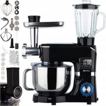 Ruhhy 3u1 planetarni robotski mikser od 2300 W s LCD zaslonom i grijanom posudom, crni, 6,2 l