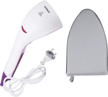 HOME & MARKER® Ručni putni parni likalnik 40x12 cm, za okomito glačanje (roza/bijela) STEAMY + Rokavica otporna na toplinu STEAMER GLOVE | STEAMGLOVE