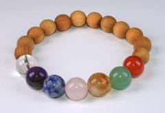 AWG Drvena narukvica - cedar i 7 prirodnih kamenčića - perle 10 i 12 mm