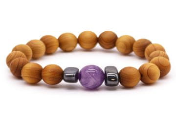 AWG Drvena narukvica - cedar i ametist - perle 10 i 12 mm