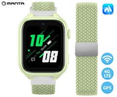 Manta Stelio Junior PRO AI 4G dječji pametni sat, GPS+WIFI+LBS lokacija, SOS tipka, zelena (Pistacchio Green)
