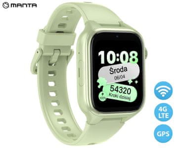 Manta STELIO JUNIOR dječji pametni sat, 4G LTE, SOS tipka, zelena (Pistacchio Green)