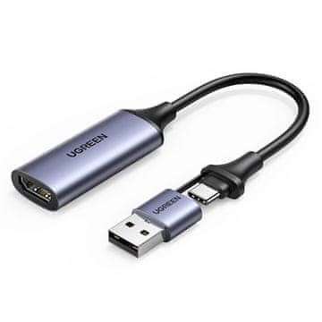 Ugreen HDMI (ženski) - USB-A / USB-C (muški) adapter - sivi