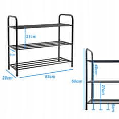 Dexxer Metalni stalak za cipele s organizatorom za cipele s 3 police