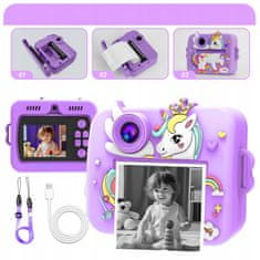 Dexxer Dječji LCD instant fotoaparat s printerom + 3 ljubičaste trake