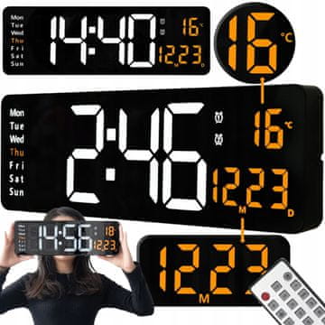 Dexxer Moderni XXL LED elektronički budilnik 39 cm USB + daljinski upravljač