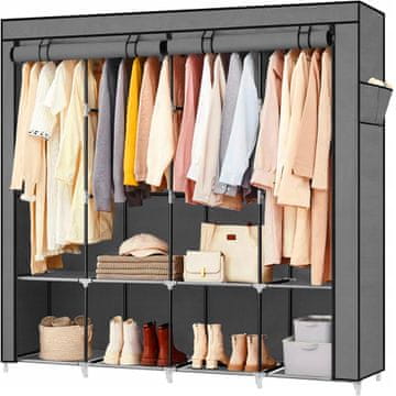 Dexxer XXL prijenosni ormar s policama za odjeću 165 cm s poklopcem sivi