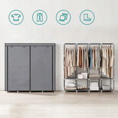 Dexxer XXL prijenosni ormar s policama za odjeću 165 cm s poklopcem sivi