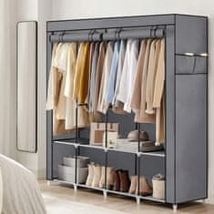 Dexxer XXL prijenosni ormar s policama za odjeću 165 cm s poklopcem sivi