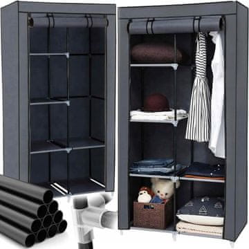 Dexxer Prijenosni ormar s policama za odjeću 160 cm s poklopcem sivi