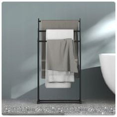 Dexxer Samostojeći metalni stalak i držač za 3 kupaonske ručnika, crni mat, 84 cm