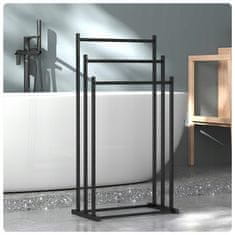 Dexxer Samostojeći metalni stalak i držač za 3 kupaonske ručnika, crni mat, 84 cm