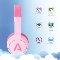 LAMAX BaseKid1 dječje bežične slušalice, ograničenje glasnoće 85 dB, ružičaste (LXOHMBAKI01PA)