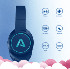 LAMAX GlowKid1 dječje bežične slušalice, LED osvjetljenje, 85 dB, plave (8595724902928)