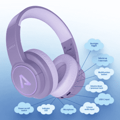 LAMAX GlowKid1 dječje bežične slušalice, LED osvjetljenje, 85 dB, ružičaste (8595724902935)