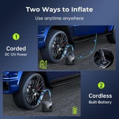 Nikcorp Syncwire Mini prijenosna električna pumpa za gume, 10.35 bara, 150 PSI, LCD zaslon, za auto, bicikl i lopte