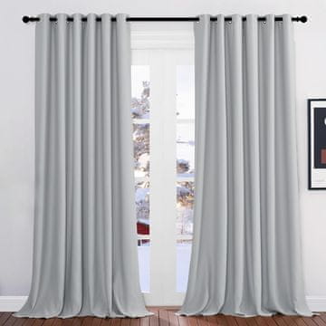 Nikcorp Zavjese za zamračivanje, set 2 kom, termoizolacijske i zvučno izolirane, s prstenima, sive, 260x200 cm