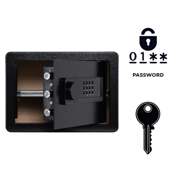 Nikcorp Oklopni kućni sef s elektroničkom bravom i ključem, čelični, 25x35x25 cm, crni, alarmni sustav, montaža na zid