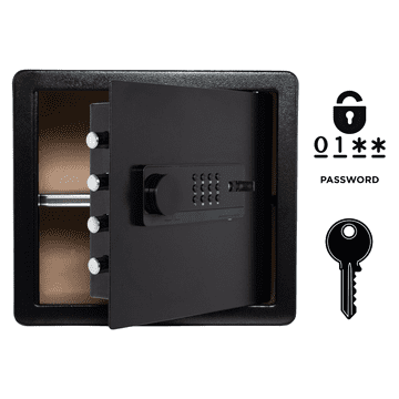 Nikcorp Oklopni kućni sef s elektroničkom bravom i ključem, čelični, 36x40x30 cm, crni, alarmni sustav, montaža na zid