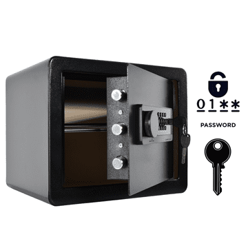 Nikcorp Oklopljeni kućni sef s elektroničkom bravom i ključem, čelični, 30x36x30 cm, crni
