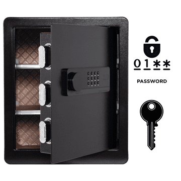 Nikcorp Oklopni kućni sef s elektroničkom bravom i ključem, čelični, 45x38x32 cm, crni, alarmni sustav