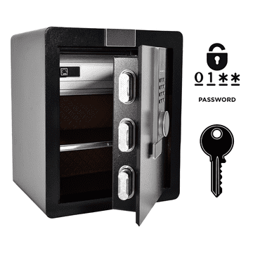 Nikcorp Oklopni kućni sef s elektroničkom bravom i ključem, čelični, 45x38x32 cm, crni