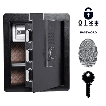 Nikcorp Biometrijski kućni sef na otisak prsta i šifru, čelični, 45x38x32 cm, crni