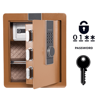 Nikcorp Oklopni kućni sef s elektroničkom bravom i ključem, čelični, 45x38x32 cm, smeđi